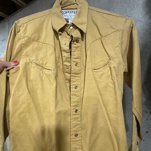 Schaefer Men's Mustard Yellow Western Pearl Snap Shirt